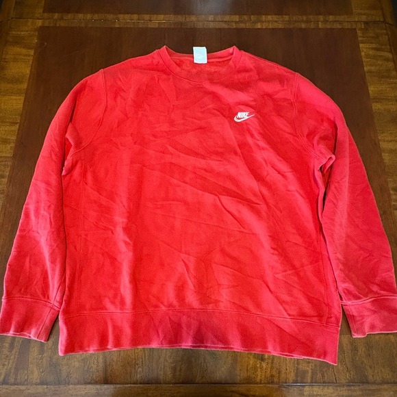 Nike Other - Nike Mini Swoosh Red Crewneck Sweatshirt Athletic Sportswear Pullover‎